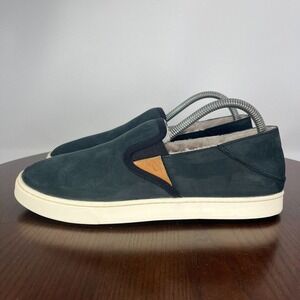 OluKai Pehuea Heu Shoes  Women's 10 Grayish Blue Leather Sheep Fur Lined Sneaker